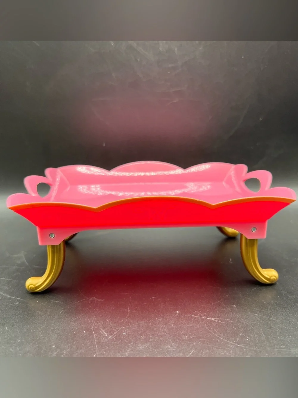 American Girl 2023 Pink Doll Serving Tray Table Gold Foldable Legs “W” Initial